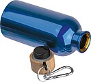 Stainless steel drinking bottle with carabiner, 400ml, blue