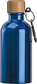 Stainless steel drinking bottle with carabiner, 400ml, blue