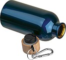 Stainless steel drinking bottle with carabiner, 400ml, dark blue
