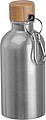 Stainless steel drinking bottle with carabiner, 400ml, grey