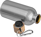 Stainless steel drinking bottle with carabiner, 400ml, grey