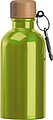 Stainless steel drinking bottle with carabiner, 400ml, light green