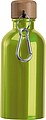 Stainless steel drinking bottle with carabiner, 400ml, light green