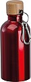 Stainless steel drinking bottle with carabiner, 400ml, red
