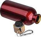 Stainless steel drinking bottle with carabiner, 400ml, red