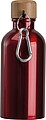 Stainless steel drinking bottle with carabiner, 400ml, red