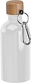 Stainless steel drinking bottle with carabiner, 400ml, white