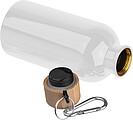 Stainless steel drinking bottle with carabiner, 400ml, white