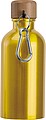 Stainless steel drinking bottle with carabiner, 400ml, yellow