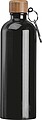 Stainless steel drinking bottle with carabiner, 750ml, black