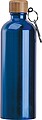 Stainless steel drinking bottle with carabiner, 750ml, blue