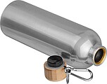 Stainless steel drinking bottle with carabiner, 750ml, grey