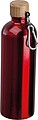 Stainless steel drinking bottle with carabiner, 750ml, red