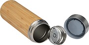 Stainless steel mug with tea strainer in bamboo look 350ml