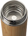 Stainless steel mug with tea strainer in bamboo look 350ml