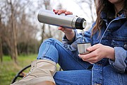 Stainless steel thermal flask, grey