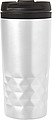 Stainless steel travel mug (300 ml) with black lid, also available with coloured stainless steel.