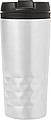 Stainless steel travel mug (300 ml) with black lid, also available with coloured stainless steel.