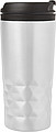Stainless steel travel mug (300 ml) with black lid, also available with coloured stainless steel.