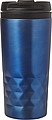Stainless steel travel mug (300 ml) with black lid, also available with coloured stainless steel.