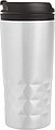 Stainless steel travel mug (300 ml) with black lid, also available with coloured stainless steel.