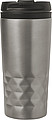 Stainless steel travel mug (300 ml) with black lid, also available with coloured stainless steel.