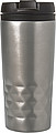 Stainless steel travel mug (300 ml) with black lid, also available with coloured stainless steel.