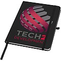 Teak A5 recycled hard cover notebook with lined pages, solid black