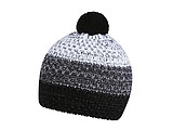 Three rows winter hat, black+grey+white