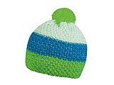 Three rows winter hat, neon green+turquoise+white
