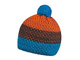 Three rows winter hat, turquoise+grey+orange