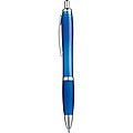 Transparent Ball pen with rubber grip., blue
