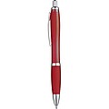 Transparent Ball pen with rubber grip., burgundy