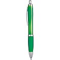 Transparent Ball pen with rubber grip., green