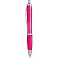 Transparent Ball pen with rubber grip., pink