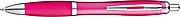Transparent Ball pen with rubber grip., pink