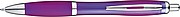 Transparent Ball pen with rubber grip., purple