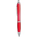 Transparent Ball pen with rubber grip., red