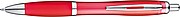 Transparent Ball pen with rubber grip., red