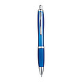 Transparent Ball pen with rubber grip., turquoise