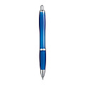 Transparent Ball pen with rubber grip., turquoise