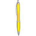 Transparent Ball pen with rubber grip., yellow