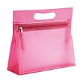 Transparent cosmetic pouch, fuchsia