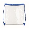 Transparent drawstring bag, royal blue