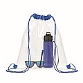 Transparent drawstring bag, royal blue