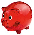 Transparent piggy bank, red