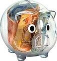 Transparent piggy bank, transparent