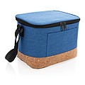 Two tone cooler bag with cork detail,blue
