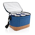 Two tone cooler bag with cork detail,blue
