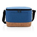 Two tone cooler bag with cork detail,blue